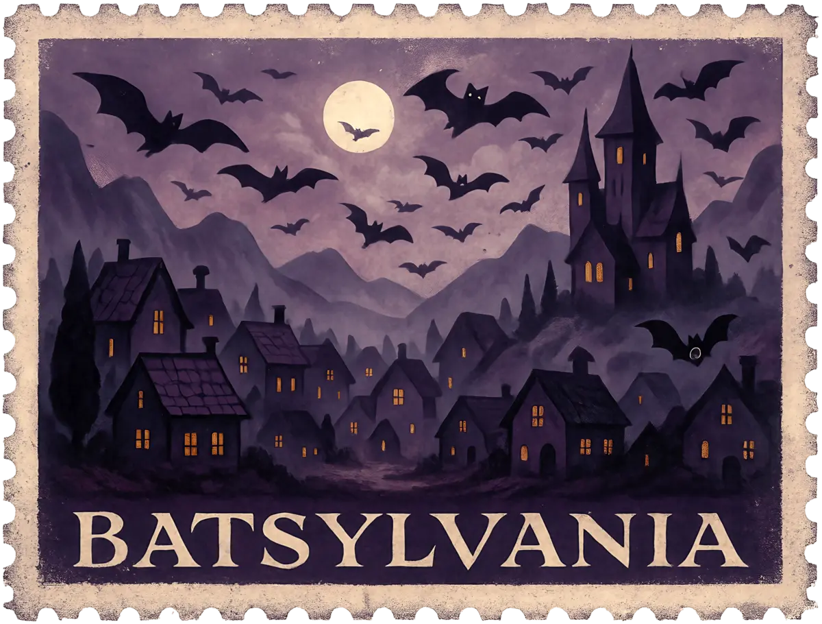 Batsylvania Briefmarke – Bügelbild
