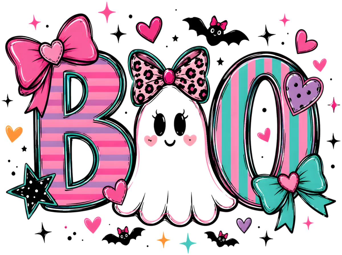 Bunter Boo-Geist – Bügelbild