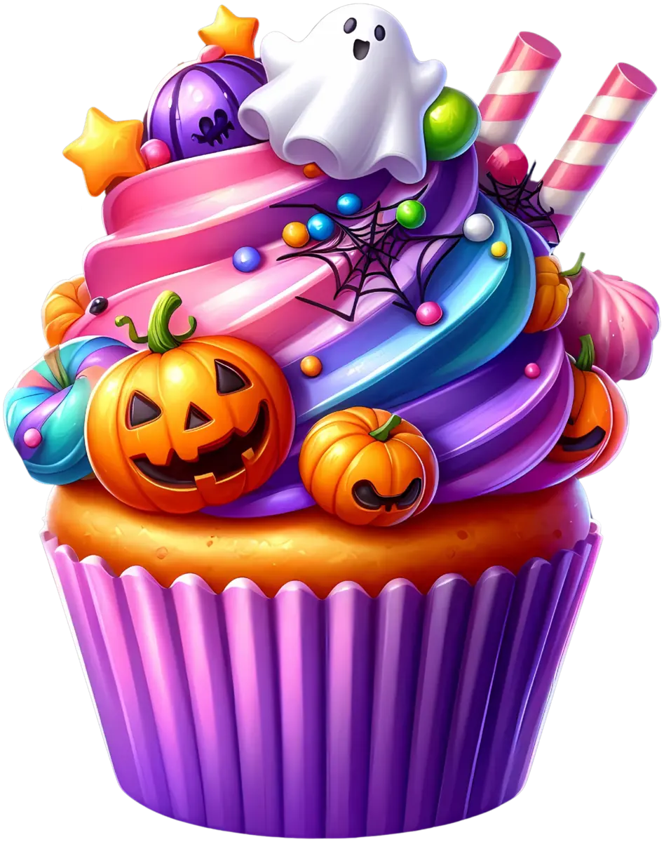 Bunter Geister-Cupcake – Bügelbild
