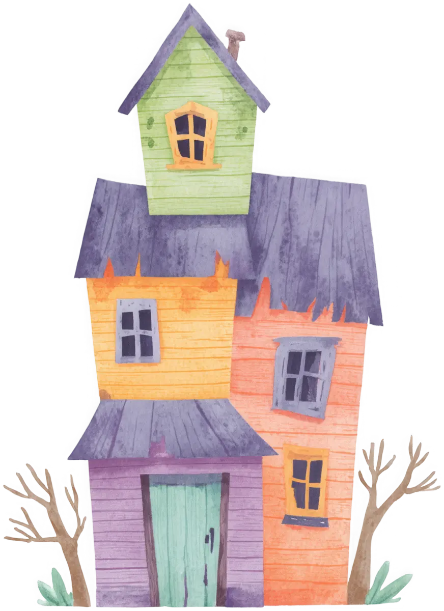 Buntes Halloweenhaus – Bügelbild