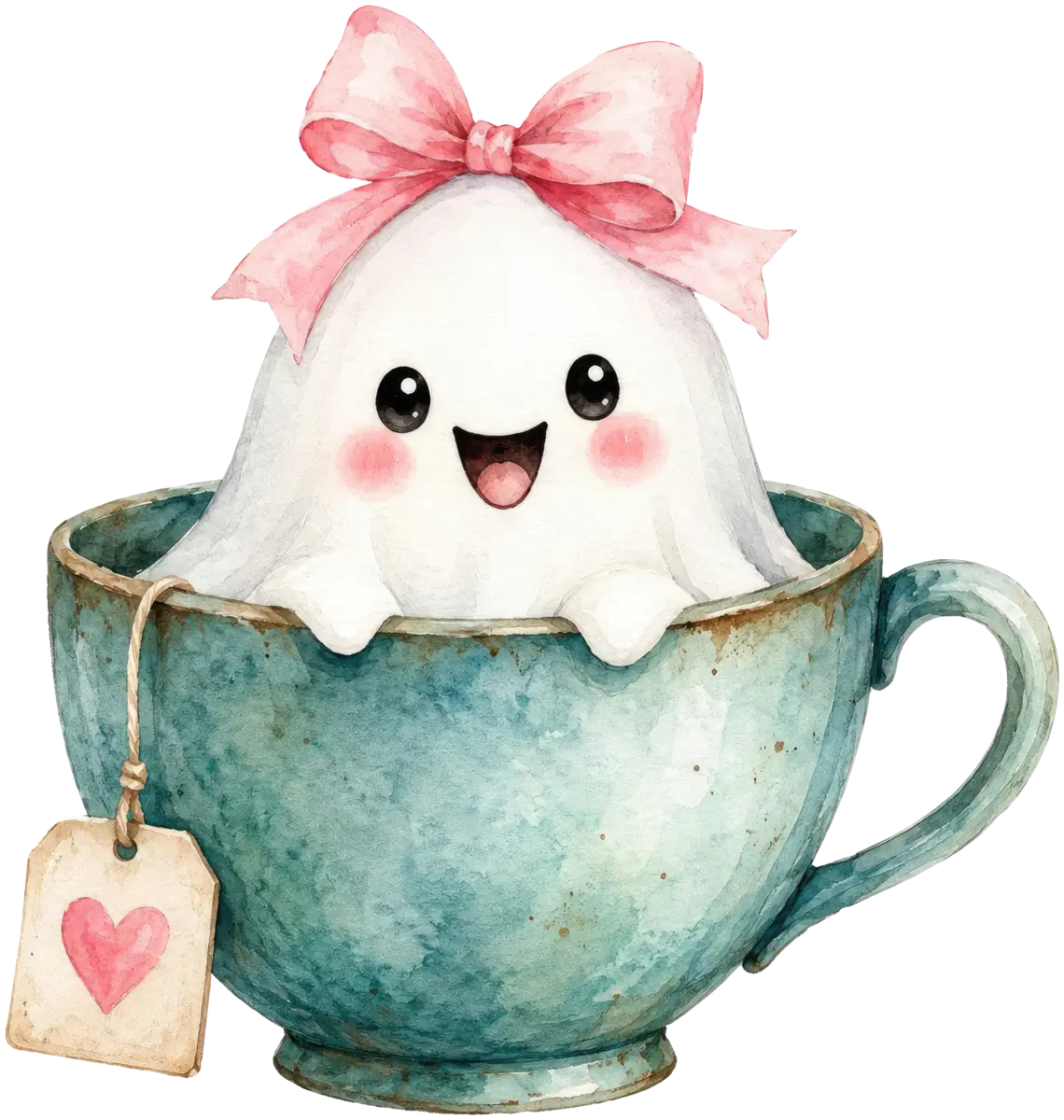 Geist in Teetasse – Bügelbild