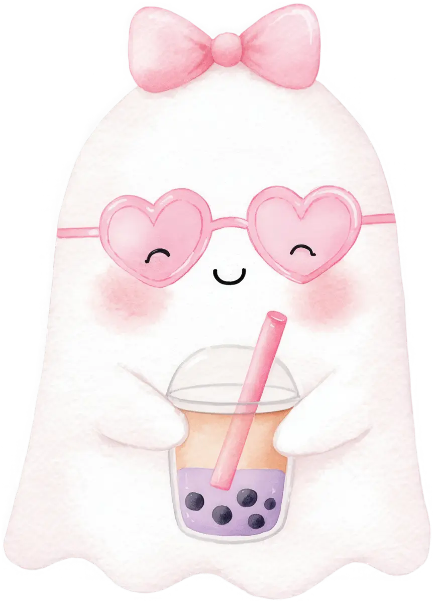 Geist mit Bubble Tea – Bügelbild