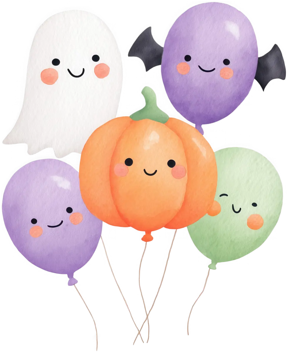 Geister mit Halloween-Ballons – Bügelbild