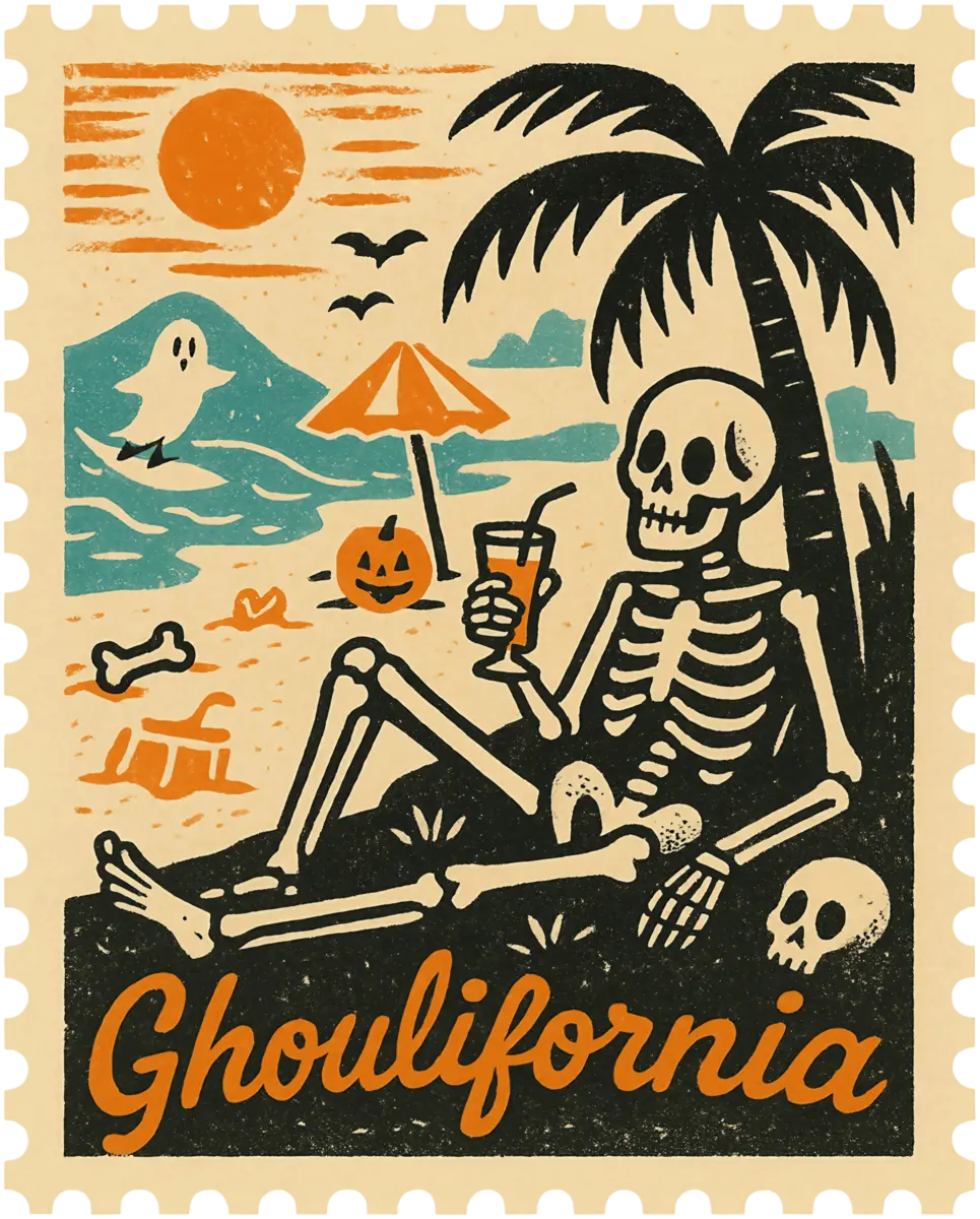 Ghoulifornia Briefmarke – Bügelbild