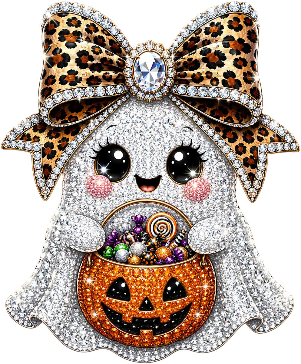 Glitzergeist mit Leo-Schleife – Bügelbild