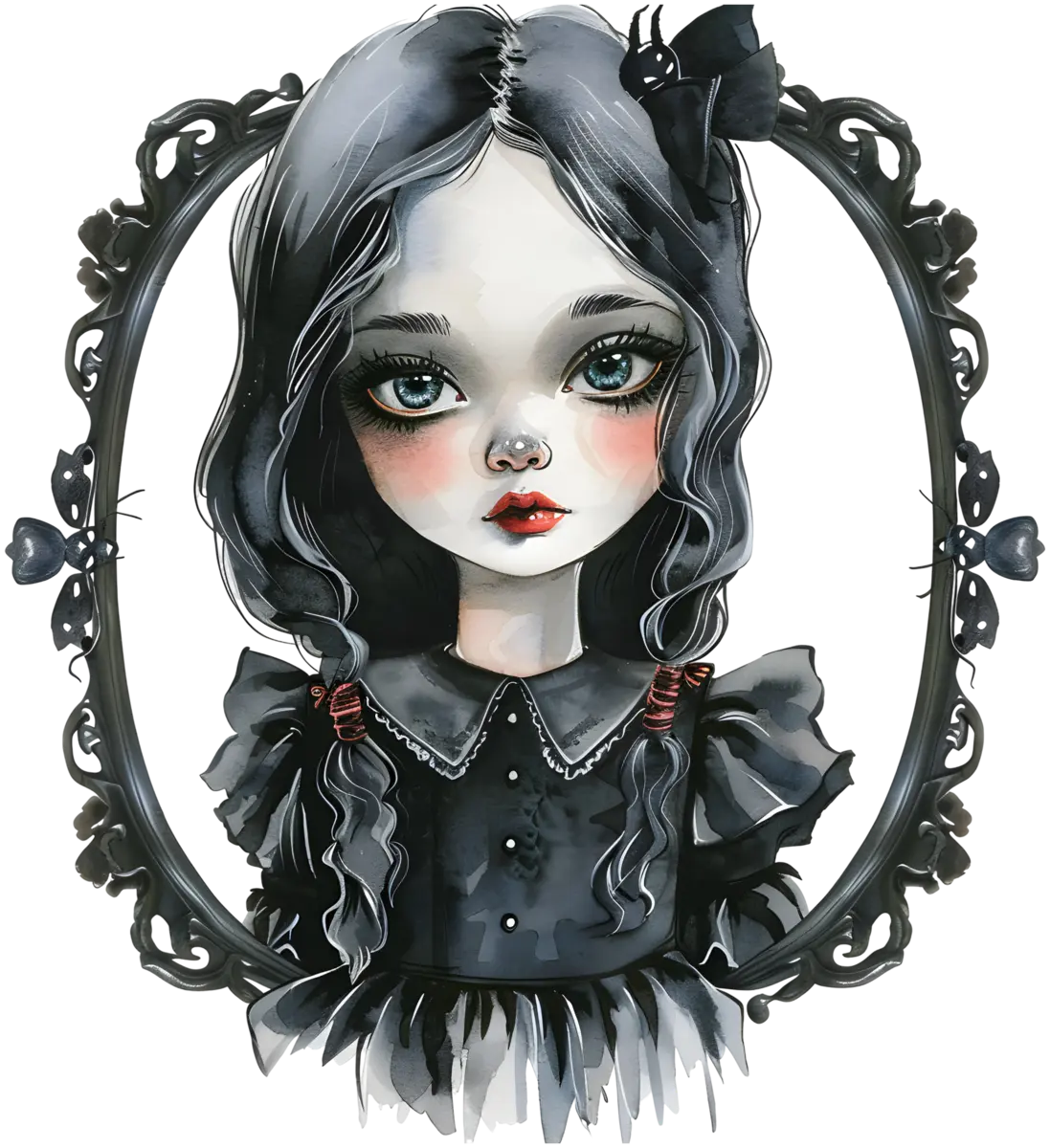 Gothic Mädchen im Spiegel – Bügelbild