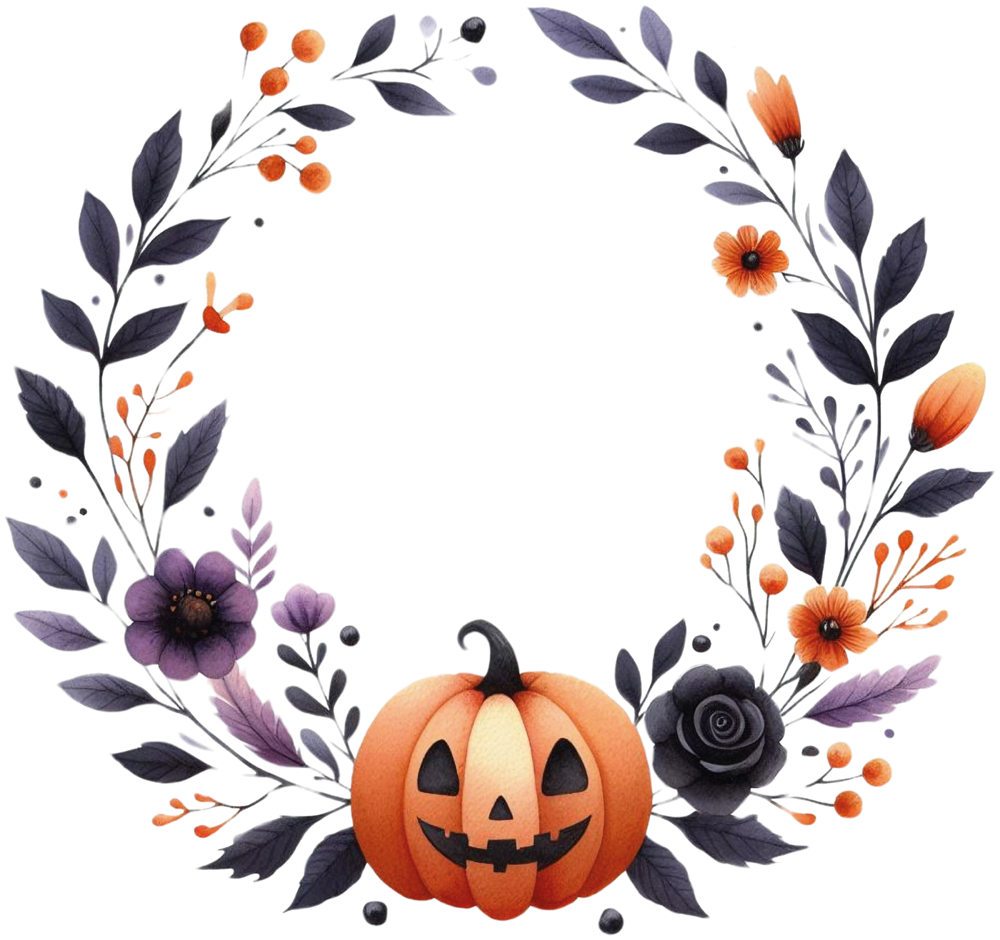 Halloween-Blumenkranz – Bügelbild