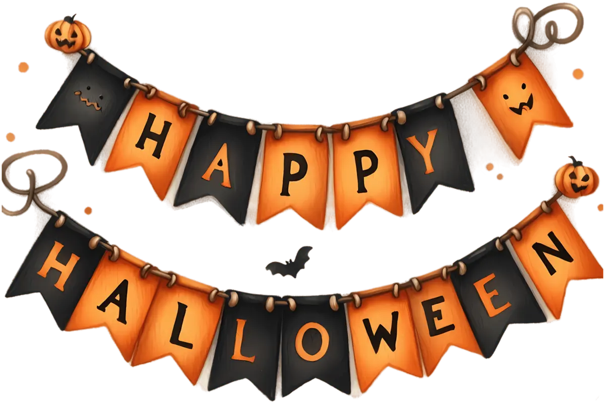 Happy Halloween Wimpel – Bügelbild