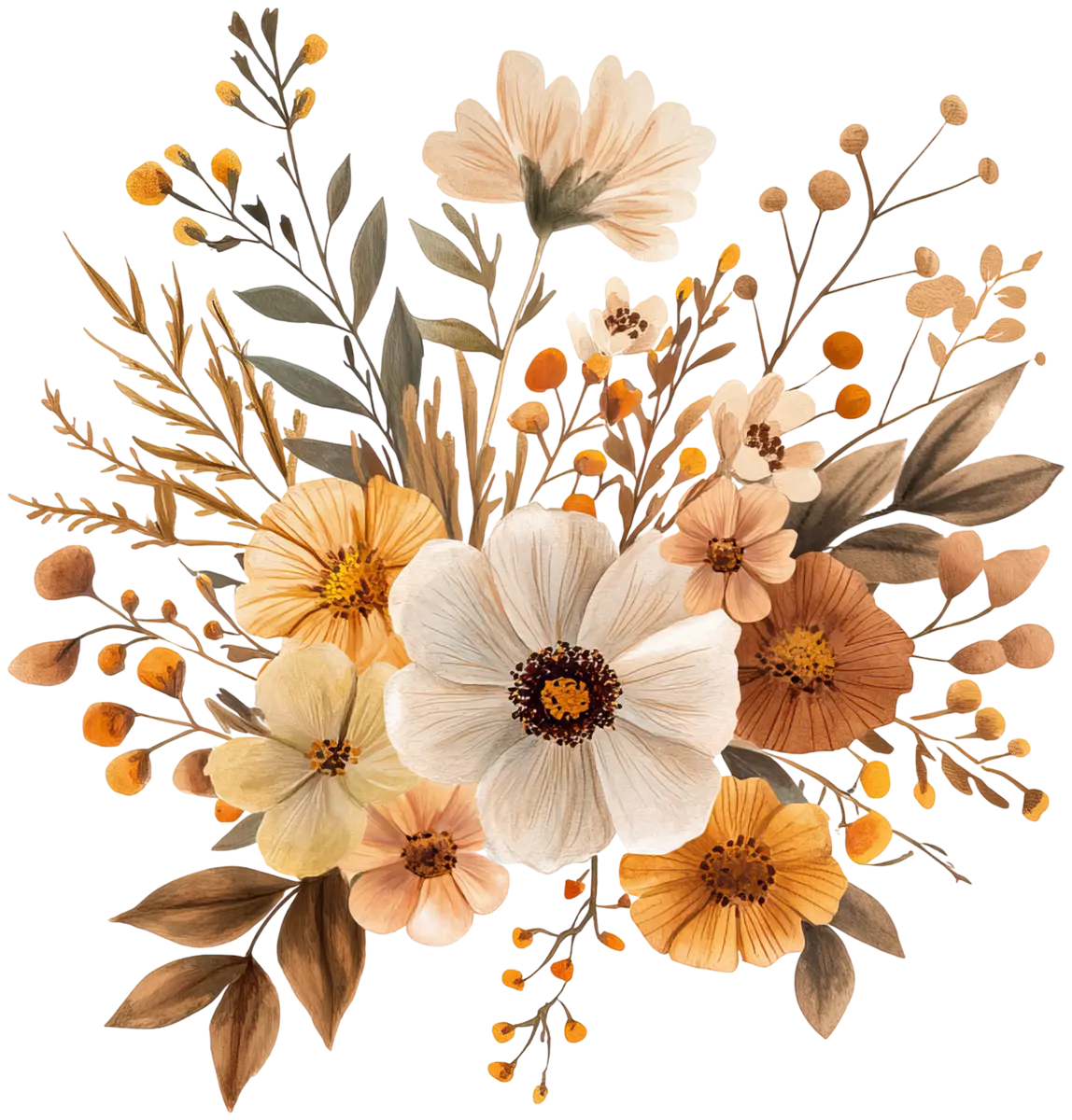 Herbstlicher Wildblumenstrauß – Bügelbild