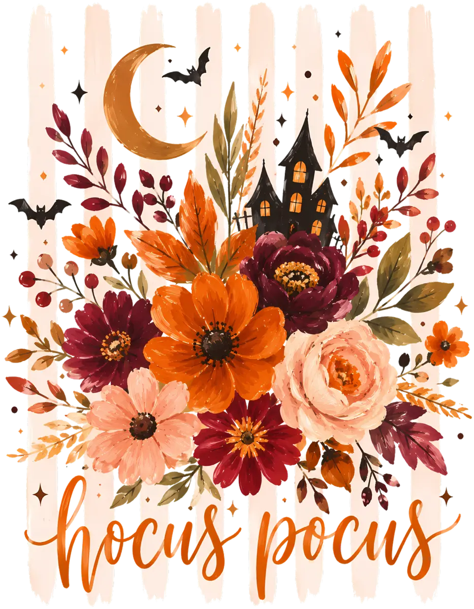 Hocus Pocus Blumenmond – Bügelbild