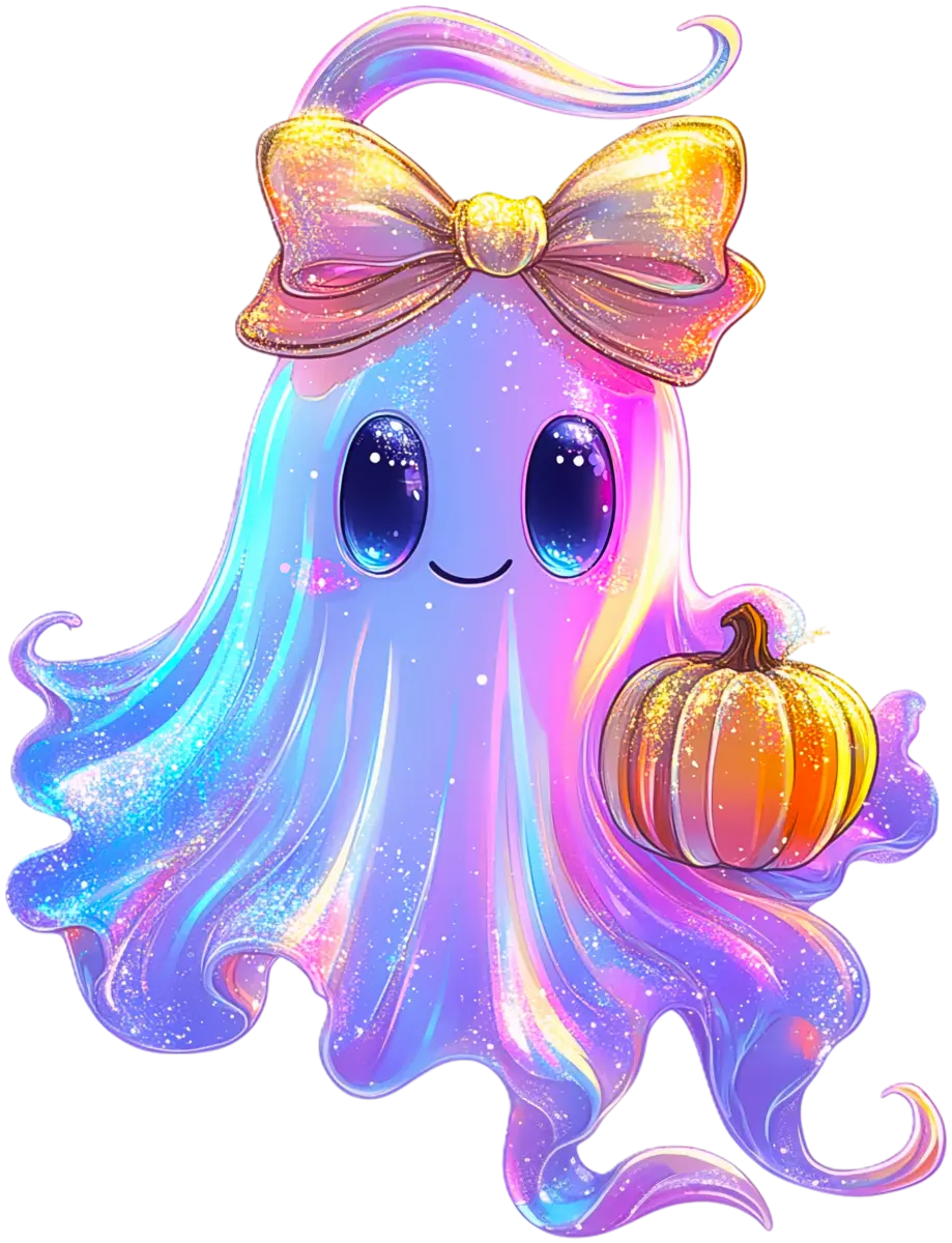Holo-Geist mit Kürbis – Bügelbild