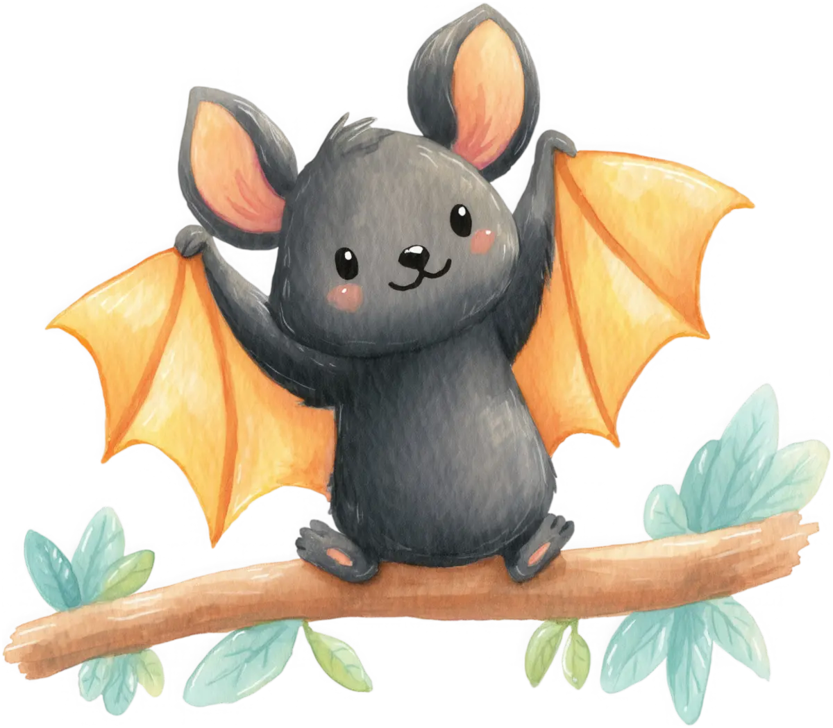 Kleine Fledermaus auf Ast – Bügelbild