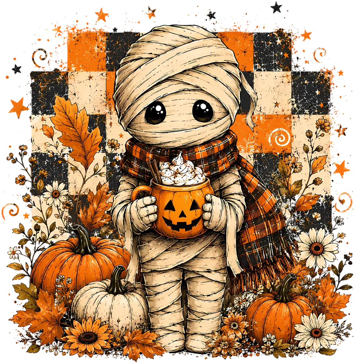 Kleine Herbstmumie – Bügelbild