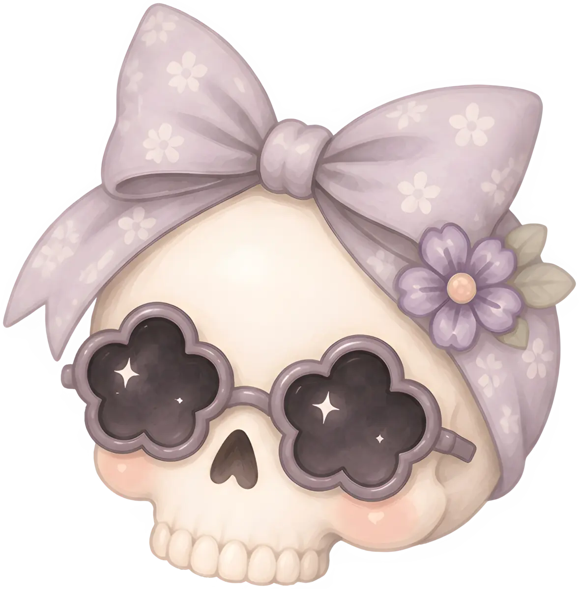 Kleiner Blumen-Totenkopf – Bügelbild