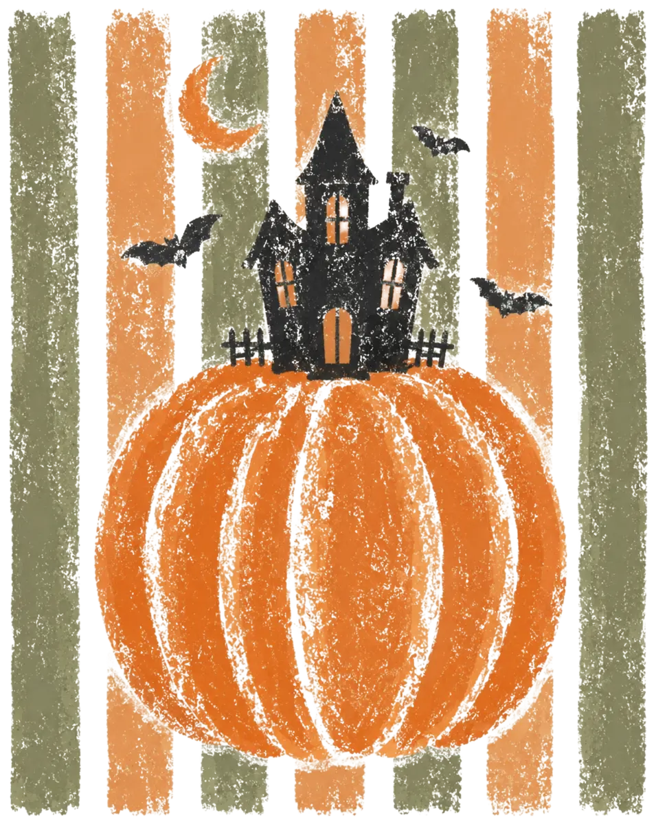 Kürbis-Spukhaus – Bügelbild