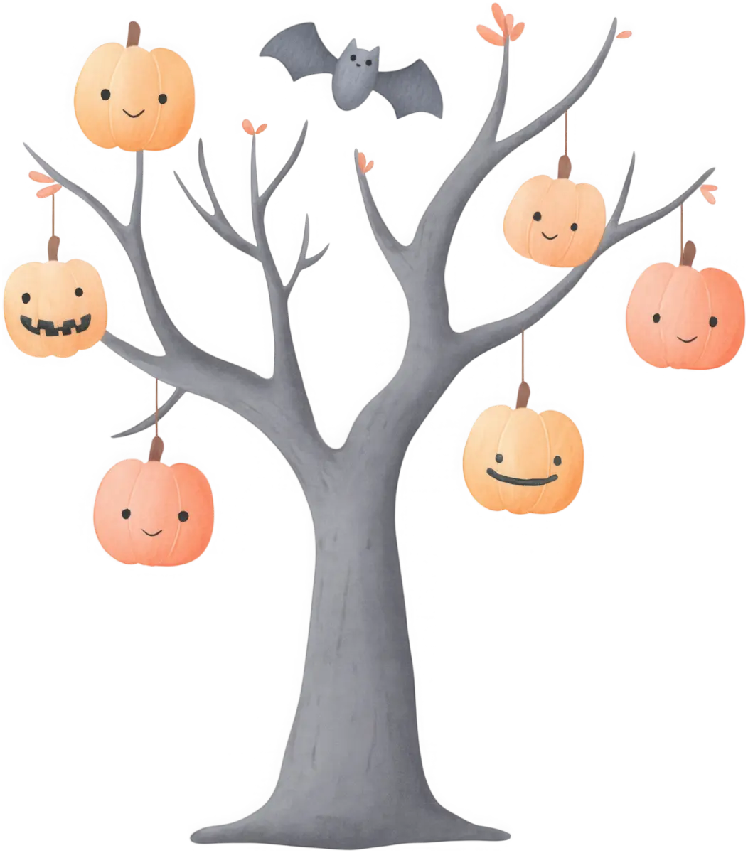 Kürbisbaum mit Fledermaus – Bügelbild