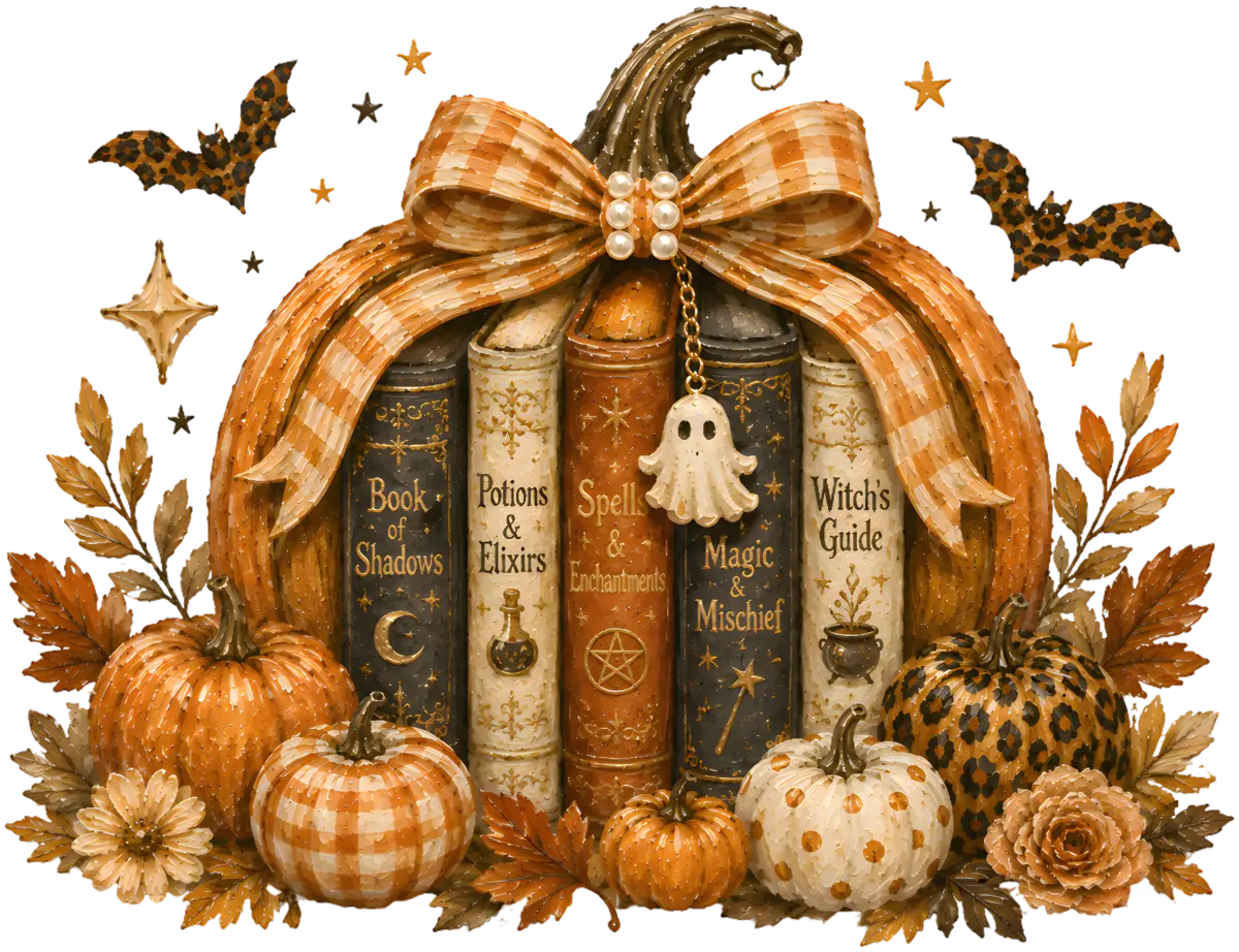 Magische Kürbis-Bibliothek – Bügelbild