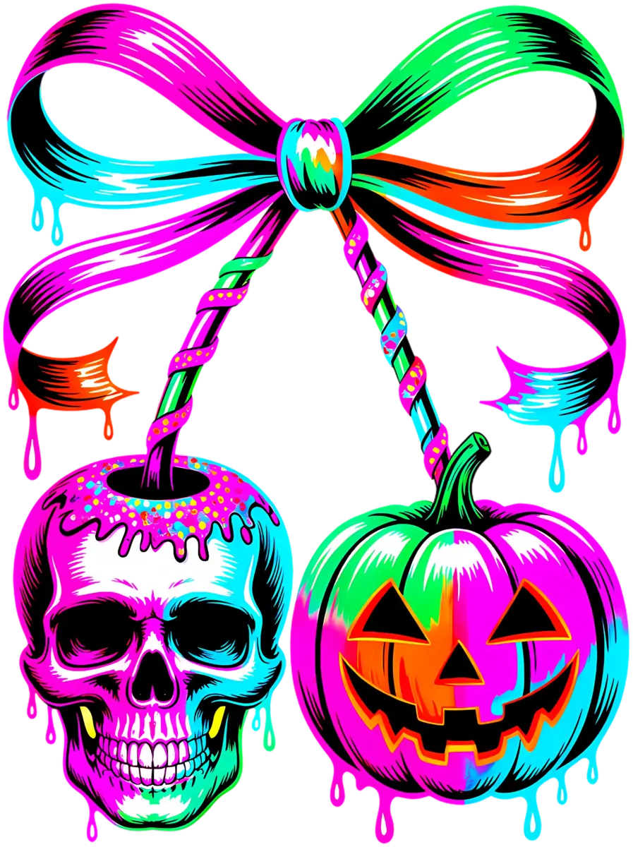 Neon-Halloween-Schleife – Bügelbild