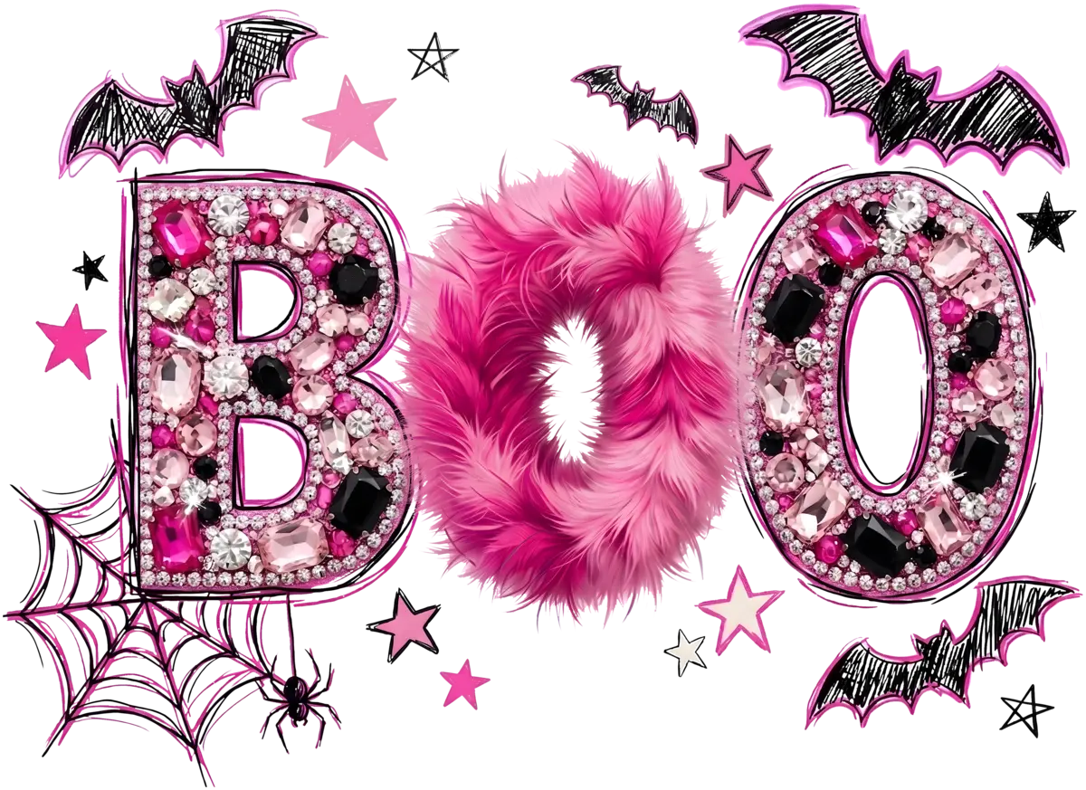 Pinkes Plüsch-Boo – Bügelbild
