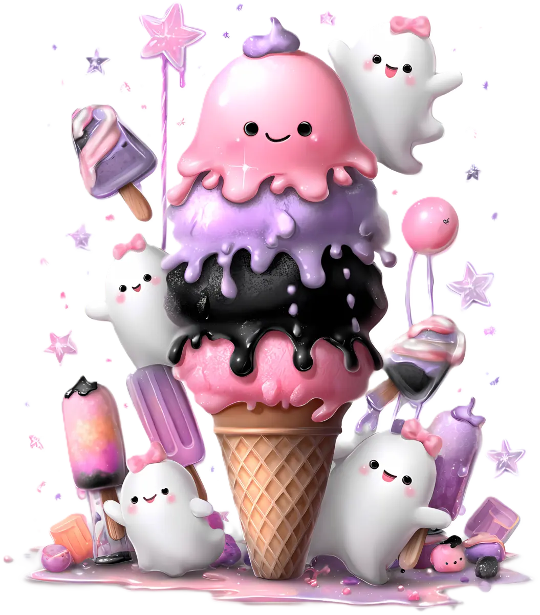 Rosa Geister-Eiscreme – Bügelbild