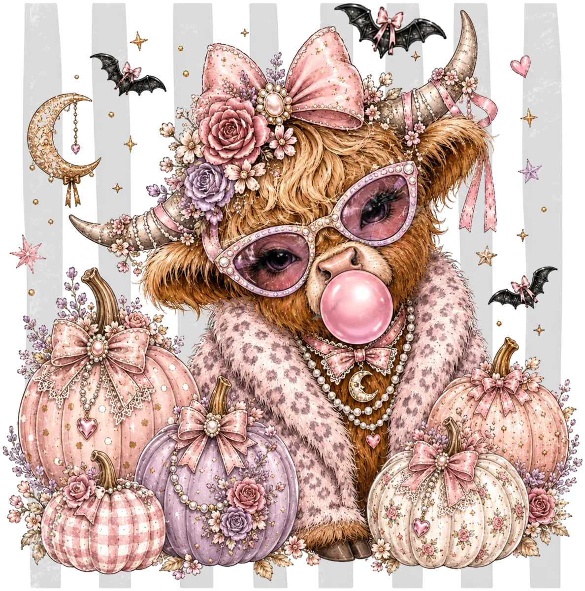 Rosa Halloween-Kuh – Bügelbild