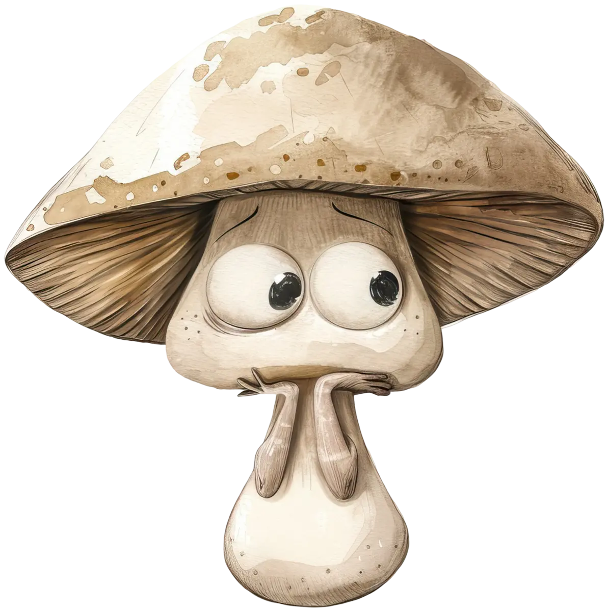 Schüchterner Aquarell-Pilz – Bügelbild