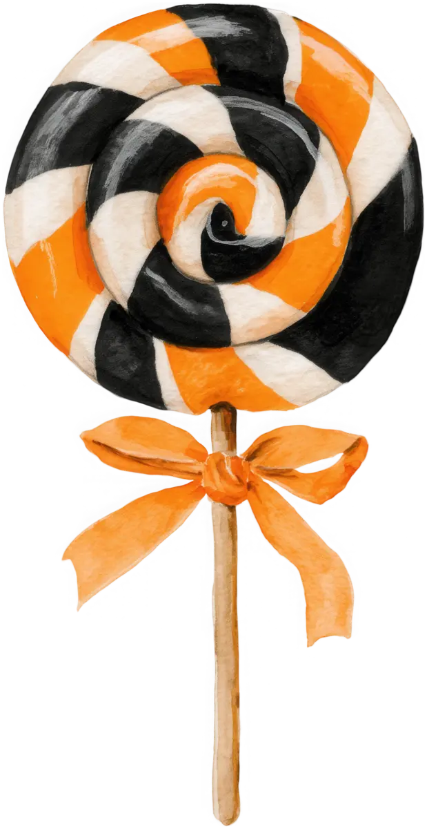 Schwarz-oranger Lutscher – Bügelbild