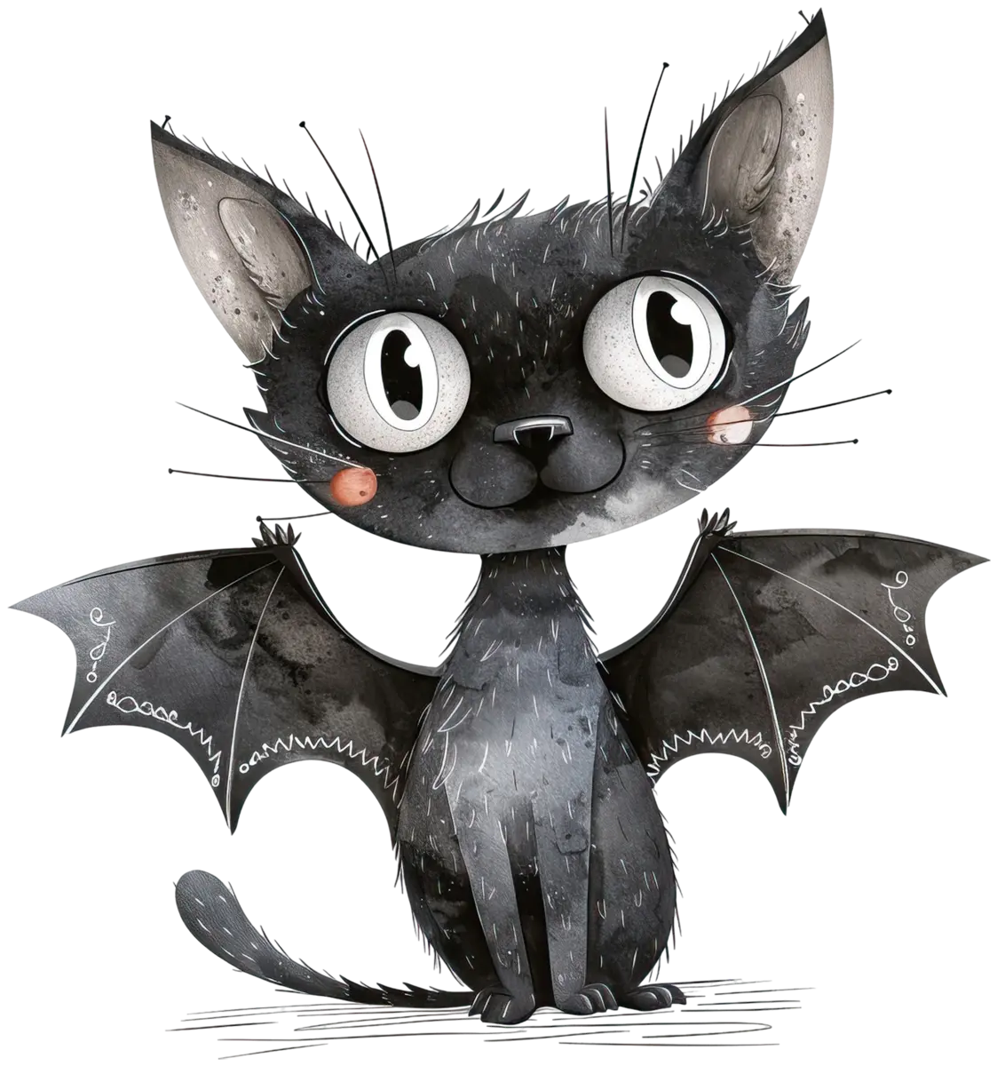 Schwarze Katzenfledermaus – Bügelbild