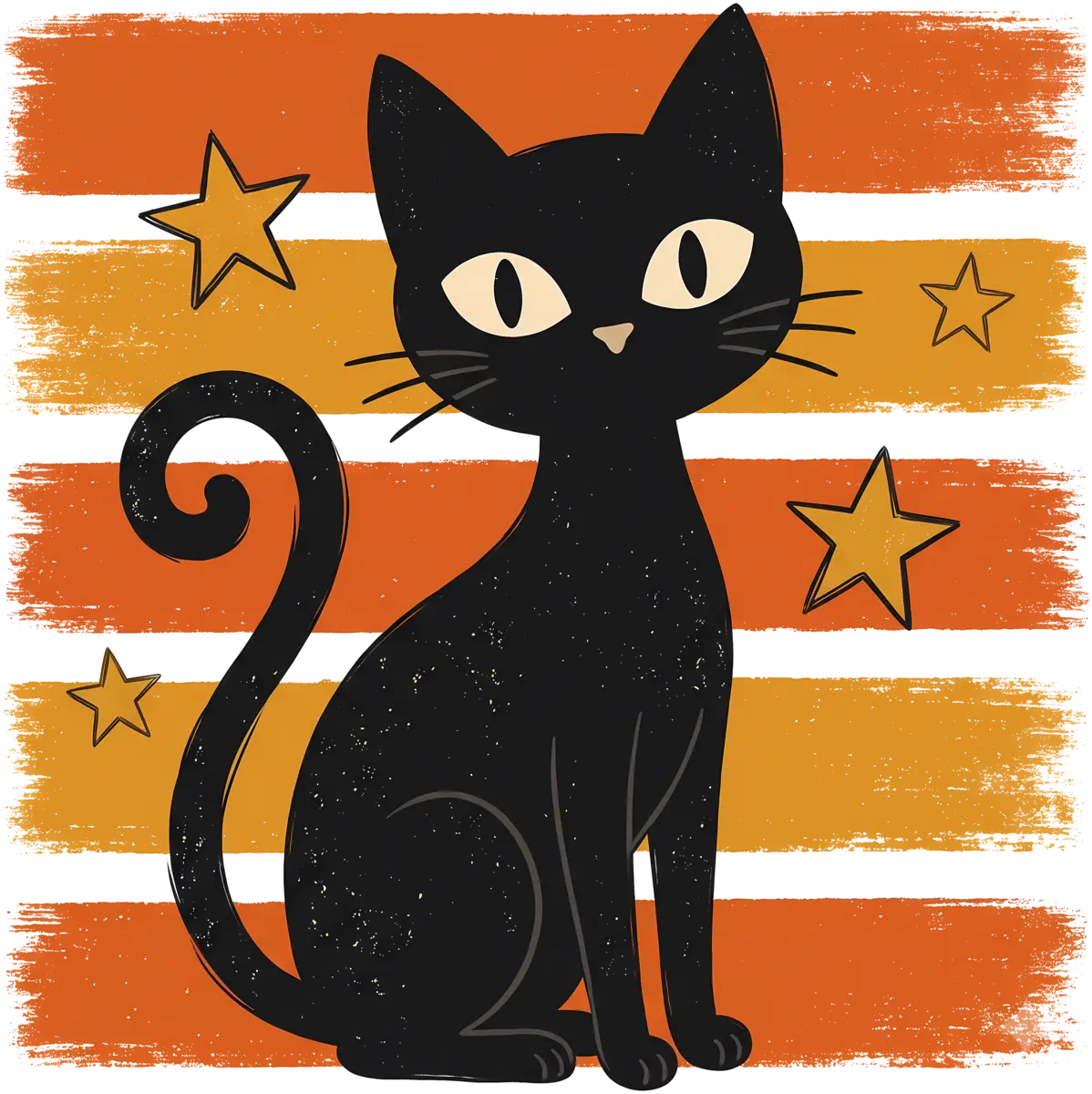 Schwarze Retro-Katze – Bügelbild