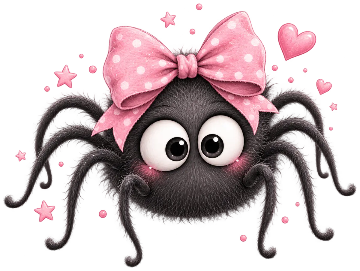 Spinne mit rosa Schleife – Bügelbild