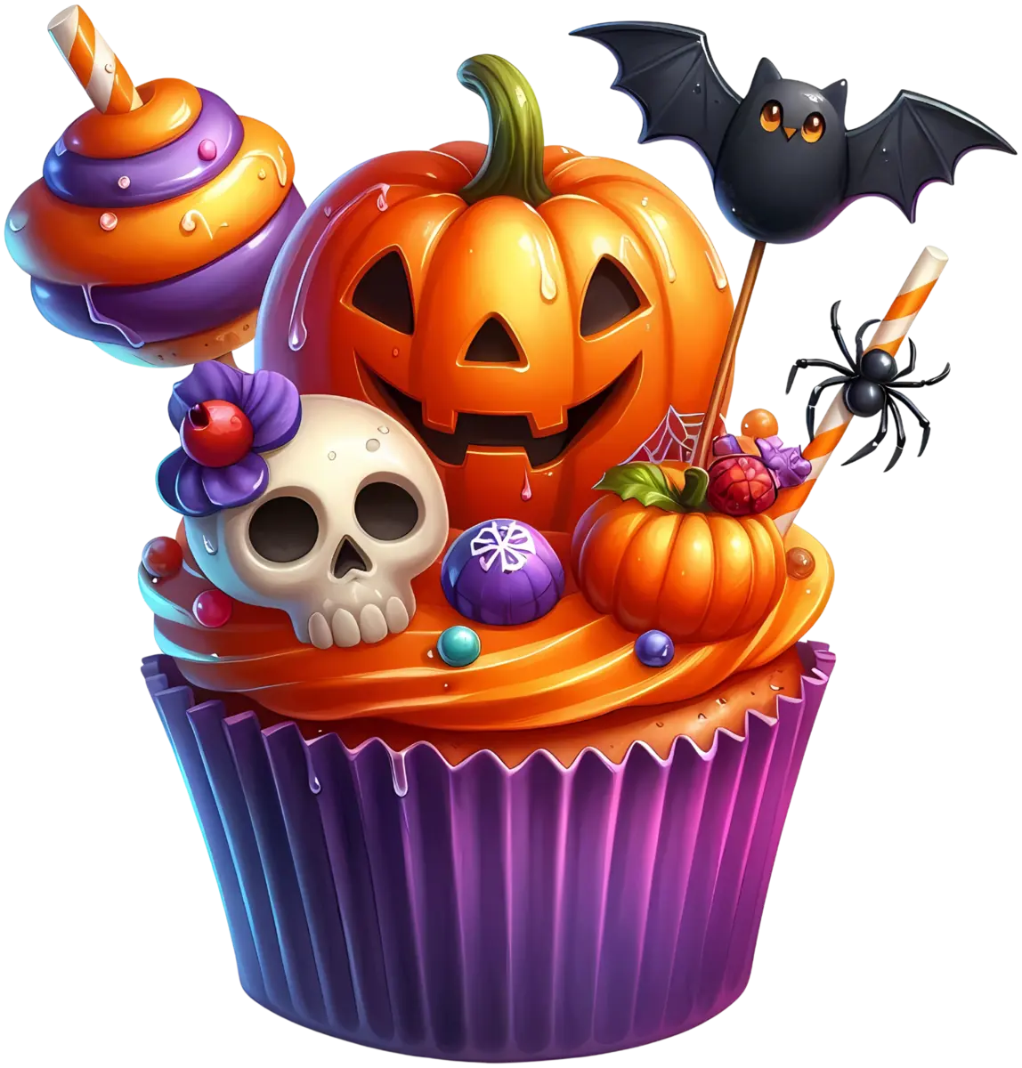 Spooky Kürbis-Cupcake – Bügelbild