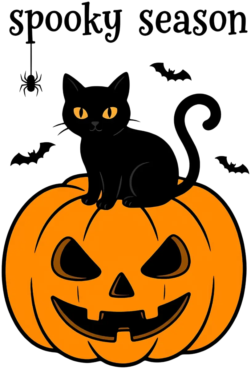 Spooky Season Kürbiskatze – Bügelbild