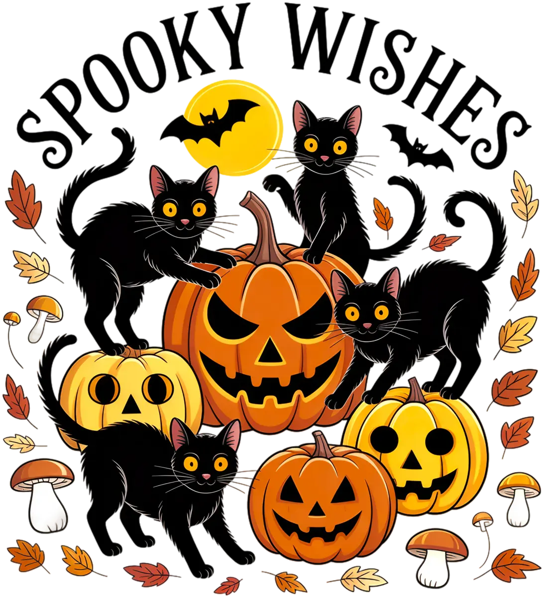 Spooky Wishes Katzenparade – Bügelbild
