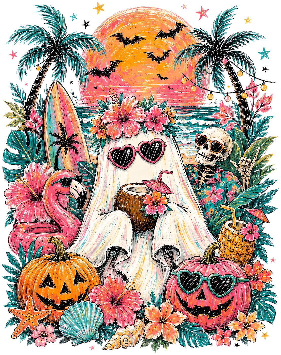 Summerween-Geist am Strand – Bügelbild