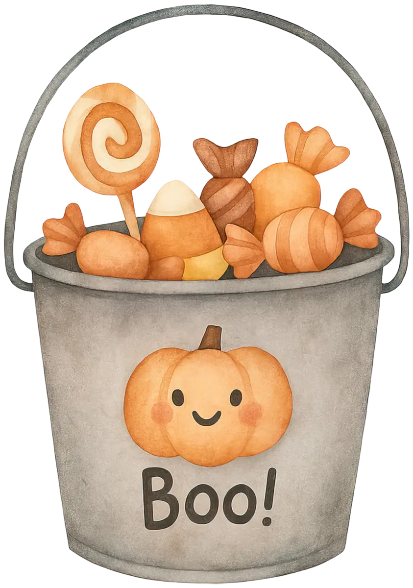 Süßigkeiten-Eimer Boo – Bügelbild