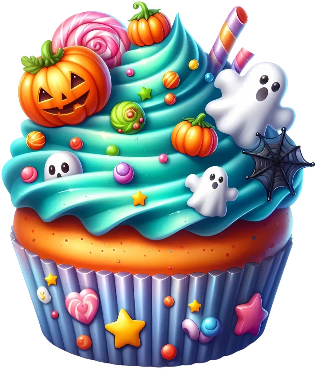 Türkiser Geister-Cupcake – Bügelbild