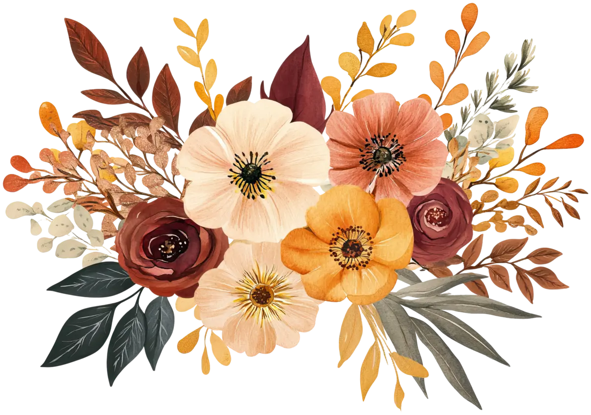 Blumiger Herbstgruß – Bügelbild