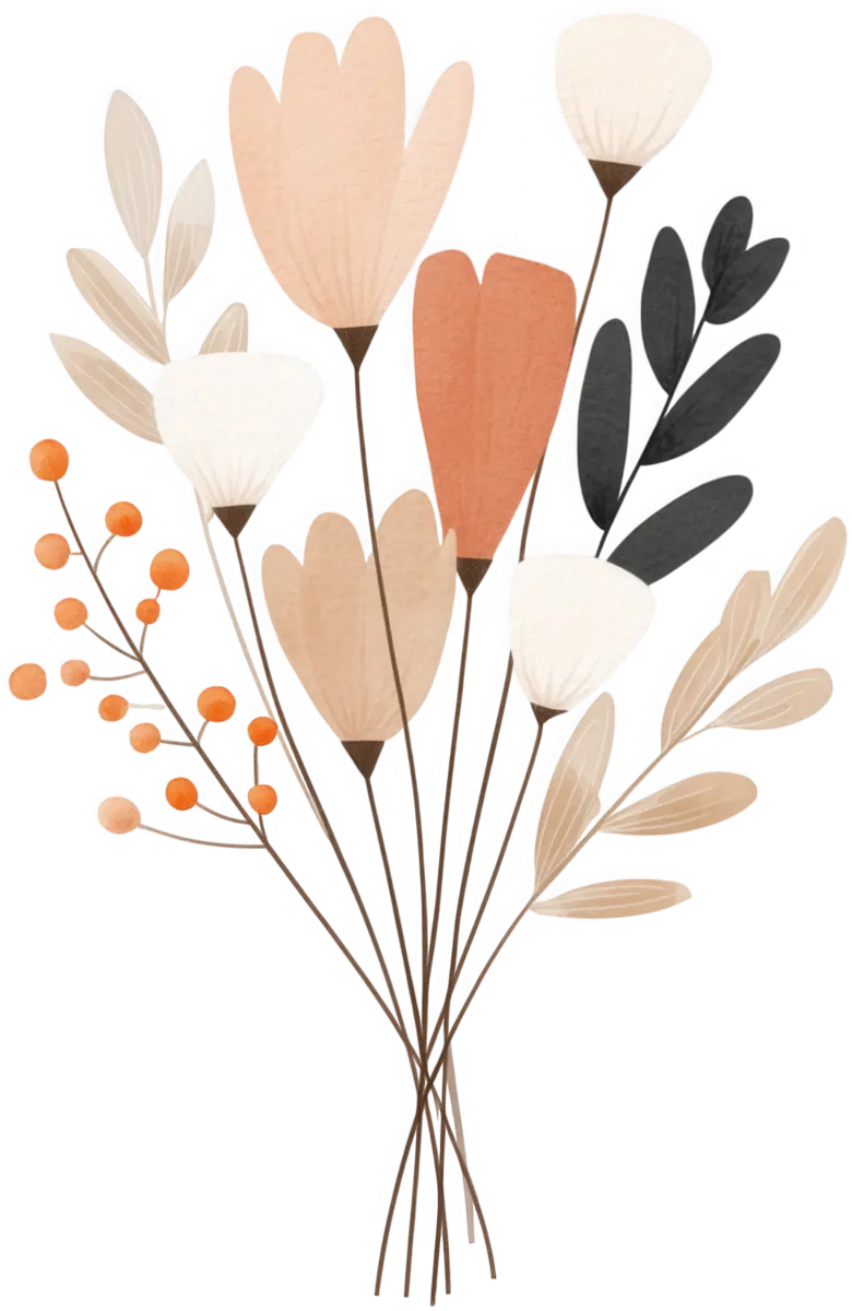 Boho-Blumenstrauß – Bügelbild