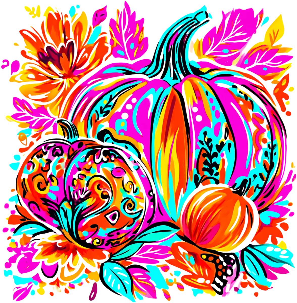 Bunte Herbstkürbisse – Bügelbild