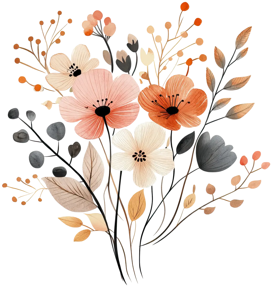 Bunter Herbstblumenstrauß – Bügelbild