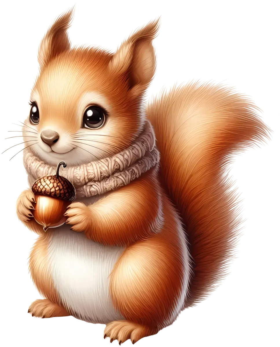 Eichhörnchen mit Lieblings-Eichel – Bügelbild