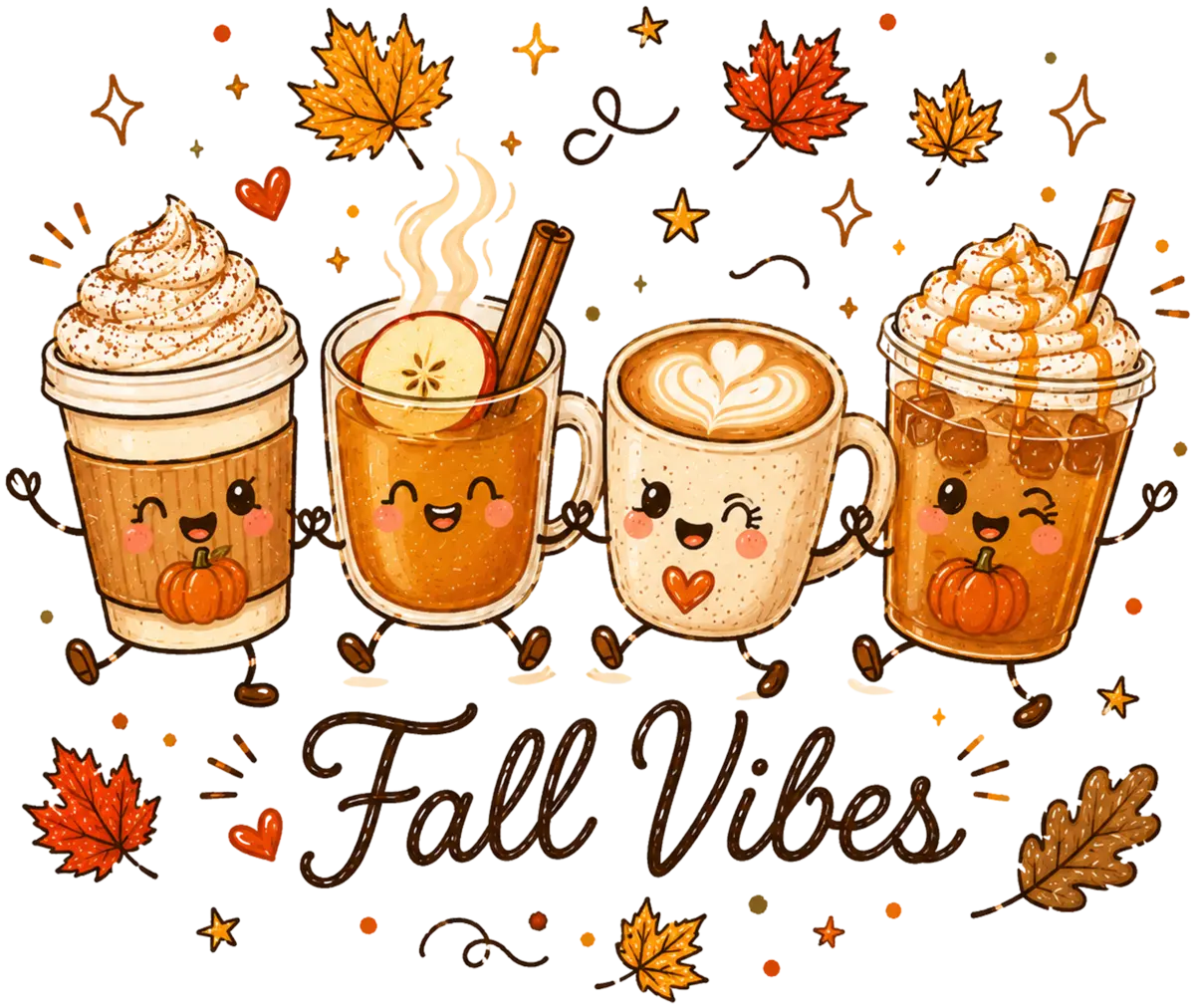 Fall Vibes Kaffeefreunde – Bügelbild