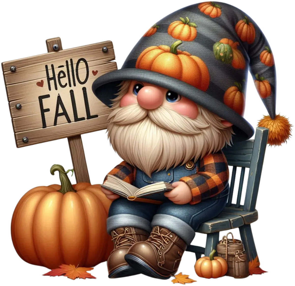 Hello Fall Wichtel – Bügelbild