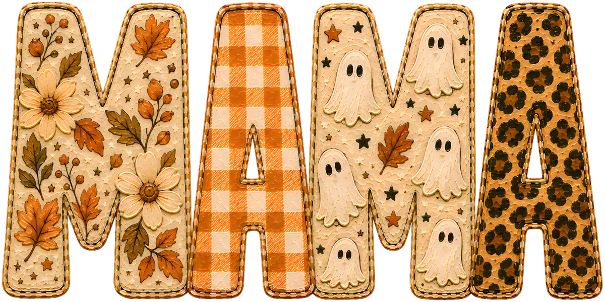 Herbstliche Geister-Mama – Bügelbild