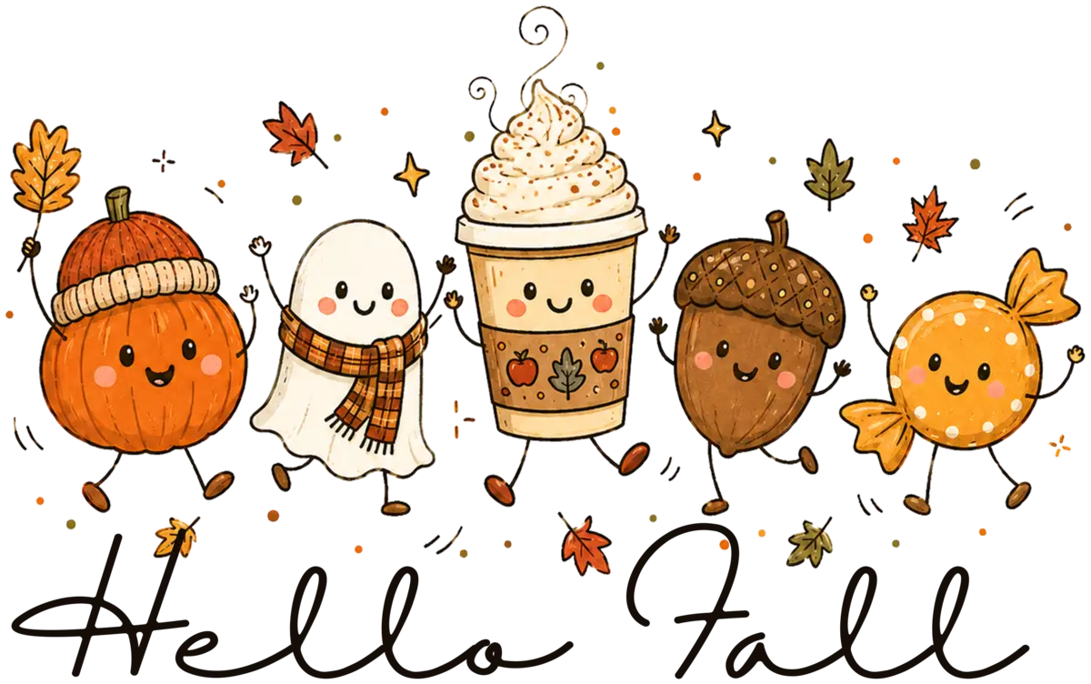 Kleine Hello Fall Freunde – Bügelbild