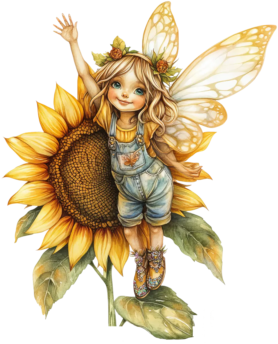 Kleine Sonnenblumenfee – Bügelbild