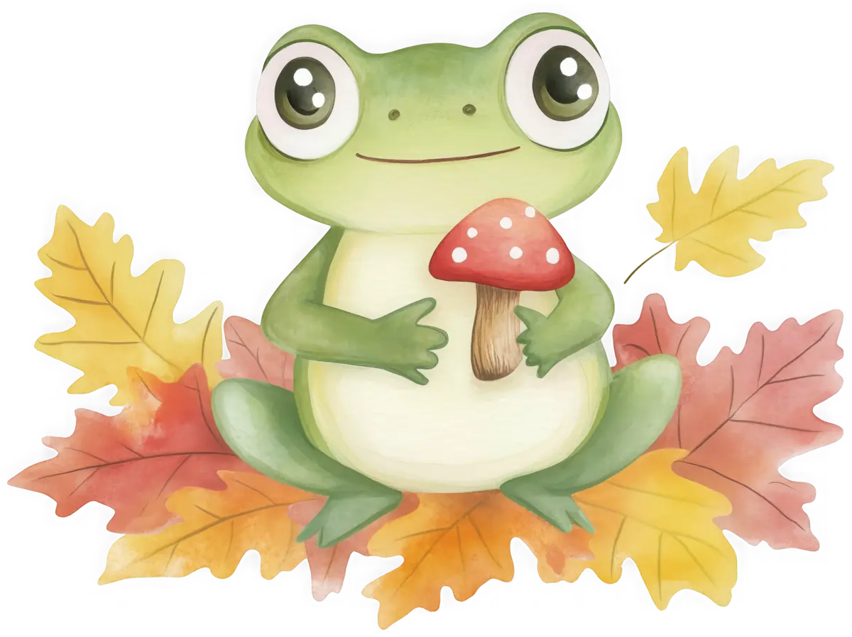 Kleiner Herbstfrosch mit Fliegenpilz – Bügelbild