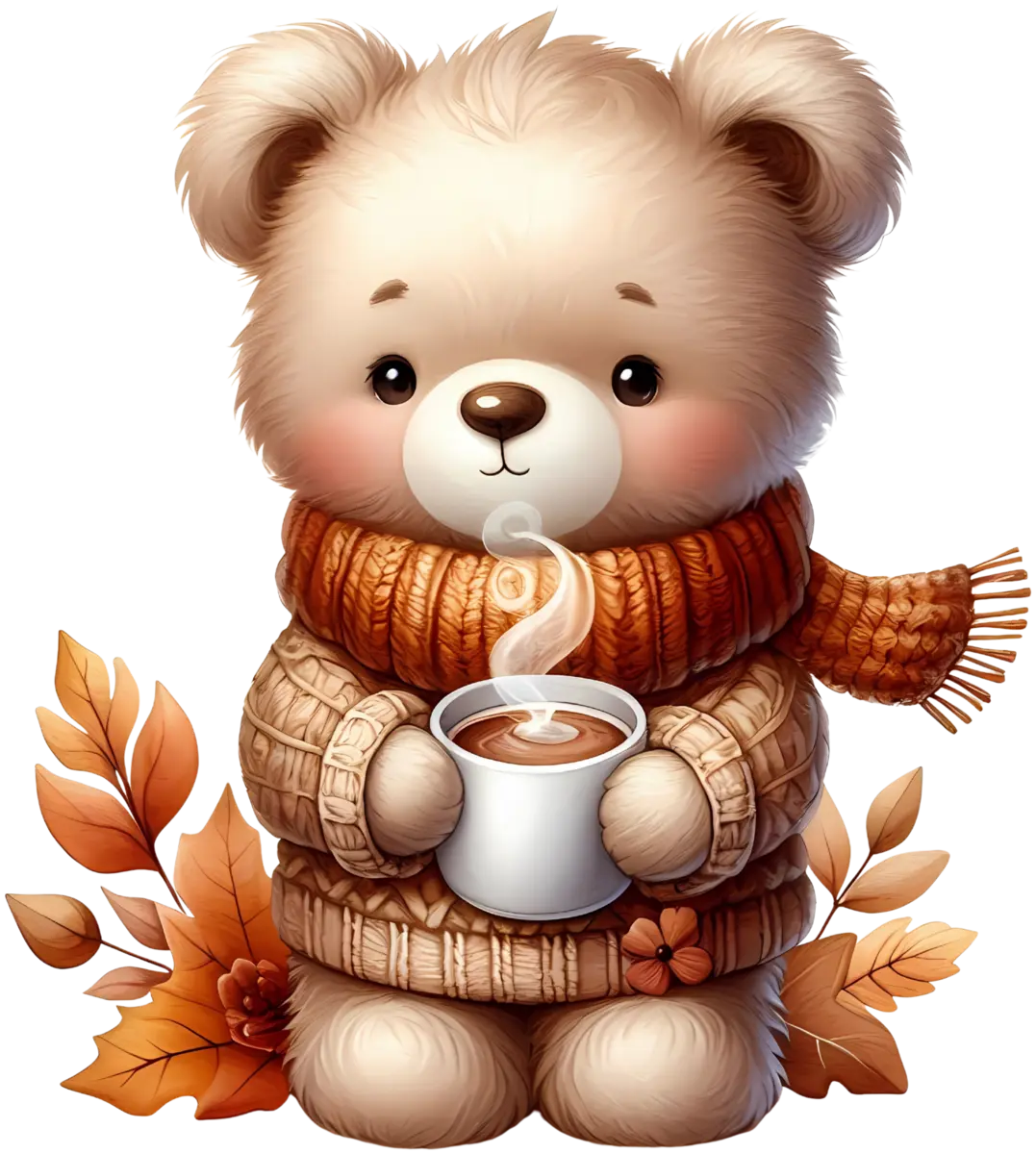 Kuschelbär mit Herbstkaffee – Bügelbild