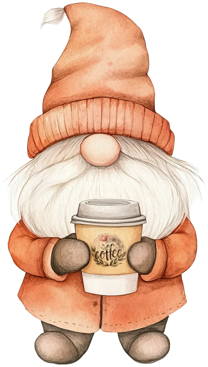 Kuscheliger Kaffeewichtel – Bügelbild