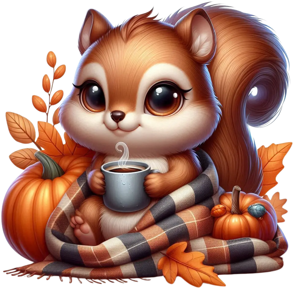 Kuscheliges Kaffee-Eichhörnchen – Bügelbild